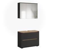 Vicco Meubles bain "Ruben", Anthracite/Chêne Artisan 80.2 cm | composé d’un miroir de salle de bain et d’un meuble sous-lavabo