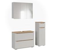 Vicco Meubles bain "Ruben", Blanc/Chêne Artisan 80.2 cm | composé d’un meuble sous-lavabo, d’une armoire de toilette et d’une colonne