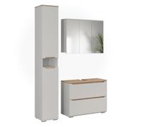 Vicco Meubles bain "Ruben", Blanc/Chêne Artisan 80.2 cm | composé d’un meuble sous-lavabo, d’une armoire miroir et d’une colonne de rangement
