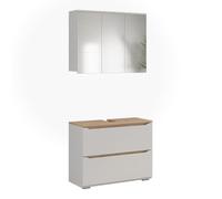 Vicco Meubles bain "Ruben", Blanc/Chêne Artisan 80.2 cm | composé d’un miroir de salle de bain et d’un meuble sous-lavabo