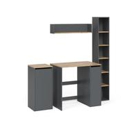 Vicco Meubles Bain Viktor, Anthracite/Chêne doré, 4 pièces, Comprend Une Colonne Haute, Un Meuble pour Lave-Linge, Un Meuble de Salle de Bain avec Panier à Linge et Une étagère Murale