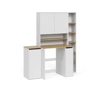 Vicco Meubles Bain Viktor, Blanc/Chêne Artisan | 4 pièces · Étagère haute · Meuble pour machine à laver · Meuble sur machine à laver · Armoire avec panier à linge
