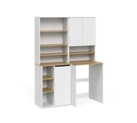 Vicco Meubles Bain Viktor, Blanc/Chêne Artisan | 4 pièces · Meuble pour machine à laver · Meuble sur machine à laver · Armoire avec panier à linge · Étagère murale