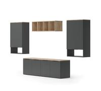 Vicco Mur de Salon Wido Anthracite | 5 pièces, combinable avec d'autres éléments de la série Wido