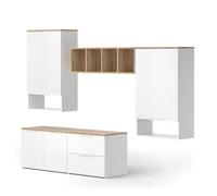 Vicco Mur de Salon Wido Blanc/Sonoma | 5 pièces, compatible avec d'autres éléments de la série Wido