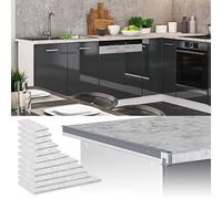 Vicco Plan de travail cuisine "R-Line", blanc/marbre, 30cm | adapté au montage sur des meubles bas et des plans de travail