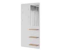 Vicco Portemanteau Mural Jochen, Blanc/chêne, 70x150cm | avec miroir, à monter au mur avec espace de rangement pour chaussures et sacs