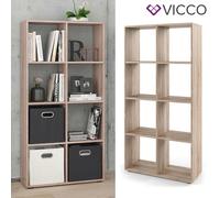 Vicco Meuble de Rangement Cube Scutum, Sonoma, 143x72cm | pour une utilisation comme séparateur de pièce ou étagère ouverte