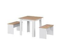 Vicco Set de Table à Manger Sentio, Chêne doré/Blanc, 80x80cm | avec 2 bancs, peu encombrant pour coin repas et espace petit-déjeuner