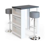 Vicco Set de Table de Bar, Anthracite/Blanc, 57x80cm | avec 2 tabourets de bar, pour une utilisation flexible comme espace repas ou de travail