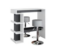 Vicco Set de Table de Bar Dana, Blanc, 108x50cm | avec 2 tabourets de bar, avec étagères ouvertes pour une utilisation comme table haute