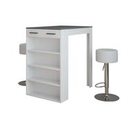 Vicco Set de Table de Bar Repose, Blanc/Anthracite, 67x100cm avec 2 tabourets de Bar, pour Une Utilisation comme Table Haute avec étagères réglables