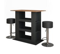 Vicco Set de table de bar "Repose", Chêne doré/Anthracite 110 x 65 cm | avec 2 tabourets de bar, idéal comme table haute pour cuisine, salle à manger ou bistrot