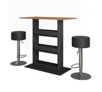 Vicco Set de Table de Bar Repose, Chêne doré/Anthracite, 110x55cm | avec 2 tabourets de bar, avec étagère ouverte pour le rangement des ustensiles de cuisine