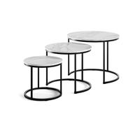 Vicco Set de Tables Basses Montreal, Blanc/Noir, 55x55cm | 3 pièces, pliable pour un gain de place et combinable de manière polyvalente