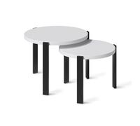 Vicco Set de Tables Basses Norin, Blanc/Noir, 60 x 60 cm
