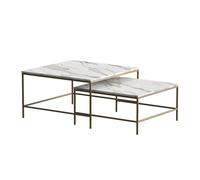 Vicco Set de Tables Basses Ramio, Blanc/Or, 80x80cm | 2 pièces, pour une utilisation flexible comme surface de rangement ou tables d’appoint