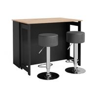 Vicco Set de Tables de Bar Dominic, Chêne doré/Anthracite, 116x37cm | avec 2 tabourets de bar, plateau de table rabattable pour une utilisation flexible dans les petits espaces