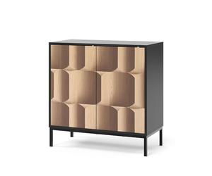 Vicco Sideboard Eliza, Noir/chêne, 80x81.2cm | avec 2 portes, Mécanisme push-to-open et surface facile d’entretien