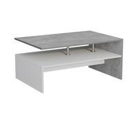 Vicco Table Basse Amato, Béton/Blanc, 90x52.6cm, avec Espace de Rangement sous Le Plateau pour Le Stockage