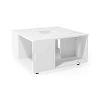 Vicco Table Basse Anton, Blanc, 80x80cm | pour le rangement des magazines et des télécommandes