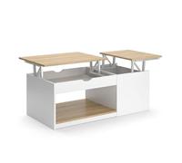 Vicco Table Basse Avela, Blanc/Sonoma, 55x110cm | pliable avec deux étagères pour une utilisation flexible