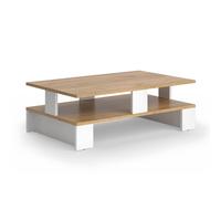 Vicco Table Basse Belina, Chêne doré/Blanc, 80x50cm avec Deux Niveaux, Convient pour Le Rangement des Magazines et des télécommandes