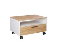 Vicco Table Basse Bibo, Chêne Blanc/Force de l'or, 70x52.4cm | déplaçable sur roulettes pour un placement flexible dans l’espace de vie