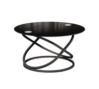 Vicco Table Basse Calgary, Noir Haute Brillance, 79.5x46.5cm | avec surface en verre, pour servir de surface de rangement ou de travail dans le salon