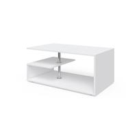 Vicco Table Basse Guillermo, Blanc, 91x52.6cm | pour le rangement des magazines et des télécommandes