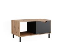 Vicco Table Basse Marelle, Anthracite/Artisan, 90x50cm | avec 1 porte, avec compartiment de rangement ouvert pour espace de stockage supplémentaire