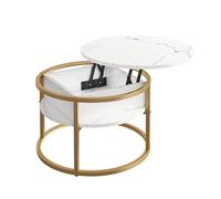 Vicco Table Basse Marlo, Marbre Blanc, 57x57cm | avec plateau rabattable pour une utilisation flexible dans l’espace de vie