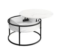 Vicco Table Basse Marlo, Marbre Blanc, 77x77cm