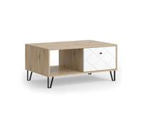 Vicco Table Basse Nizza, Chêne Artisan, 90.2x59.4cm | avec compartiment ouvert et tiroir, pour une utilisation comme surface de rangement à côté du lit