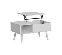 Vicco Table Basse Stora, Blanc, 76x45cm | avec fonction de levage, plateau de table réglable en hauteur et compartiment de rangement ouvert