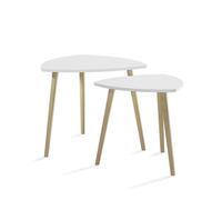 Vicco Table Basse Twino, Blanc/Sonoma, 60x50cm | Lot de 2, combinable comme surface de rangement et table d’appoint