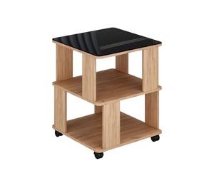 Vicco Table Basse Velito, Chêne doré/Noir, 50x50cm | avec roulettes pour un placement flexible dans l’espace de vie