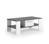 Vicco Table Basse Wilmut, Anthracite/Blanc, 89.8x46.4cm | avec tiroir, Espace de rangement pour magazines et télécommandes