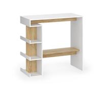 Vicco Table de Bar Dana, Chêne Blanc/Force de l'or, 108x50cm | avec étagères ouvertes pour une utilisation comme table haute