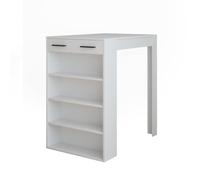 Vicco Table de Bar Repose, Blanc, 67x100cm | pour une utilisation comme table haute avec étagères réglables