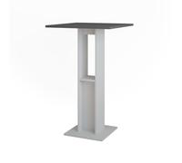 Vicco Table de Bar Repose, Blanc/Anthracite, 65x65cm | avec étagère latérale pour le rangement des bouteilles et des verres