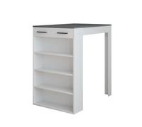 Vicco Table de Bar Repose, Blanc/Anthracite, 67x100cm | pour une utilisation comme table haute avec étagères réglables