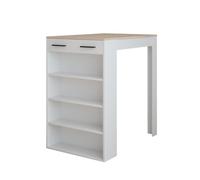 Vicco Table de Bar Repose, Blanc/Sonoma, 67x100cm | pour une utilisation comme table haute avec étagères réglables