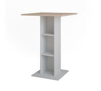 Vicco Table de Bar Repose, Blanc/Sonoma, 75x75cm | pour une utilisation comme table haute avec étagères intérieures réglables en hauteur
