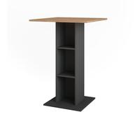 Vicco Table de Bar Repose, Chêne doré/Anthracite, 75x75cm | pour une utilisation comme table haute avec étagères intérieures réglables en hauteur