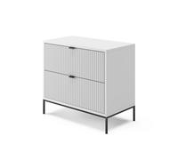 Vicco Table de Chevet Eliza, Blanc, 66x60cm | avec 2 tiroirs, peut être combiné pour servir de table d’appoint ou de table de chevet