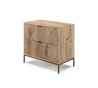 Vicco Table de Chevet Eliza, Chêne Viking, 66x60cm | avec 2 tiroirs, peut être combiné pour servir de table d’appoint ou de table de chevet