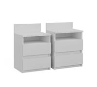Vicco Table de chevet "Monty", Blanc 39.6 x 59.1 cm | Lot de 2, pour le rangement des objets du quotidien dans la chambre à coucher