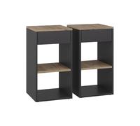Vicco Table de Nuit Dany Anthracite/chêne doré | Ensemble de 2, convient pour le rangement de livres et de magazines