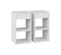 Vicco Table de Nuit Dany Blanc | Ensemble de 2, convient pour le rangement de livres et de magazines